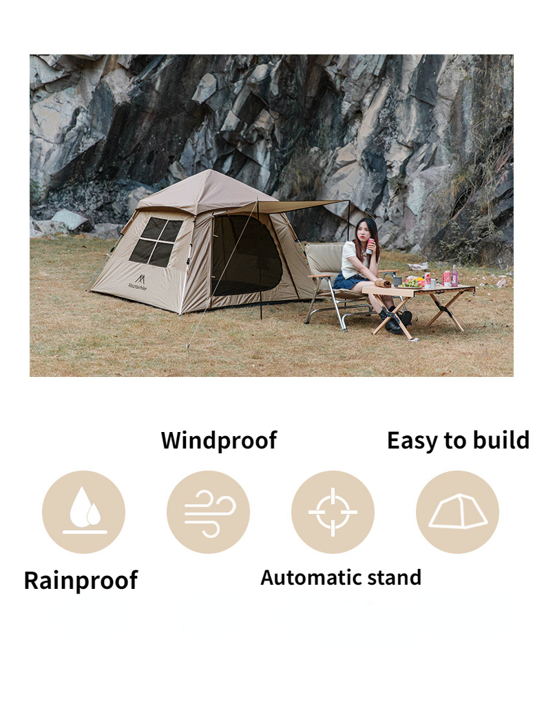 Cheap Goat Tents Outdoor Automatic Tent 150D Oxford Cloth Portable 3 4 Persons Fast Build Camping Tent With Door Awning Tarp   